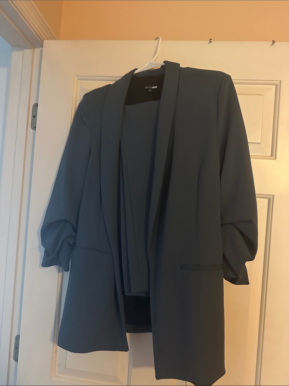 Who What Wear Charcoal Open-Front Draped Blazer